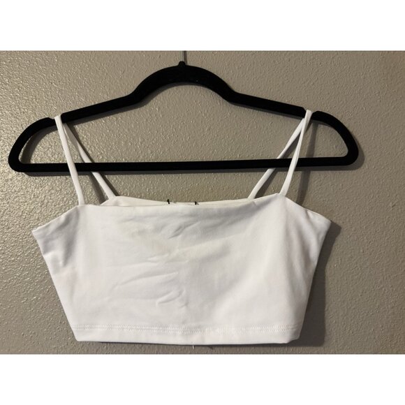 Susana Monaco S Small Revolve Thin Strap Crop Camisole Top Tank Snow White NEW - Picture 5 of 8